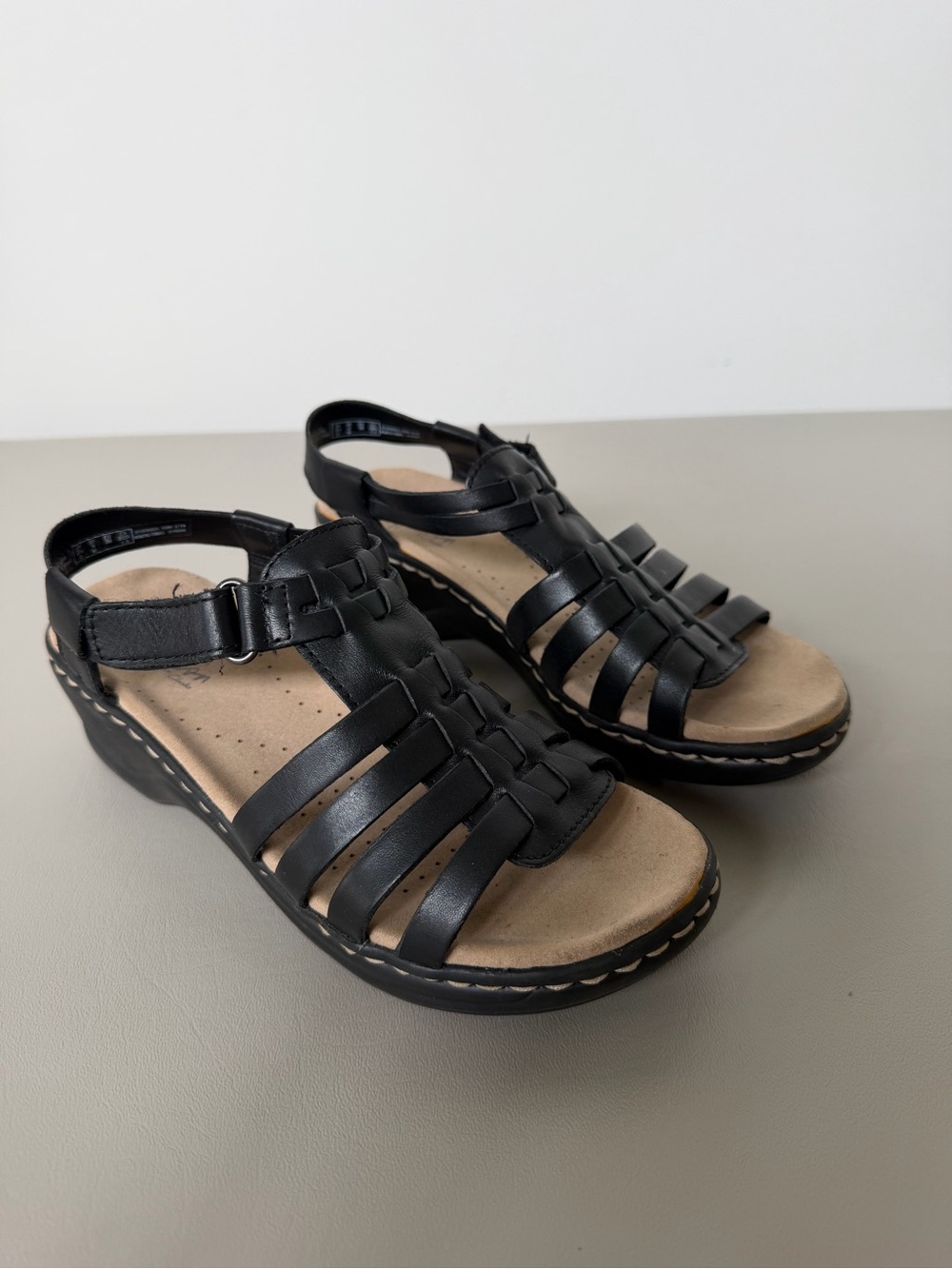Size 6, Clarks Black Strappy Comfort Sandals